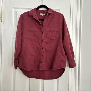 Madewell Maroon Oversized Button Up Flannel